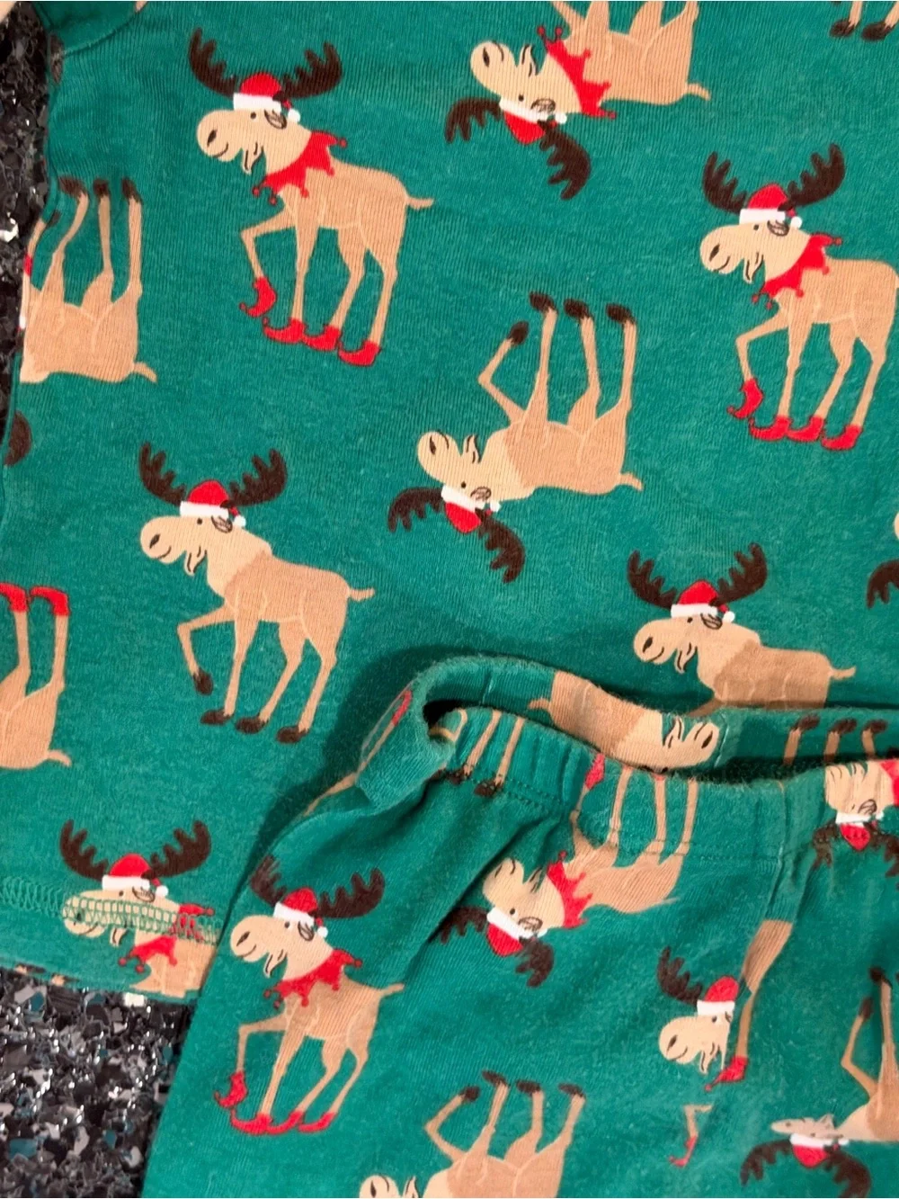 Carter's Child of Mine Green Moose Pajamas 2 Piece Sleepwear 24 Months